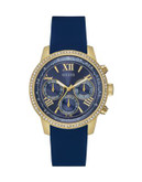 Guess Sunrise Blue and Gold Stainless Steel and Silicone Strap Watch - BLUE