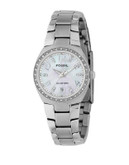Fossil Ladies Mother of Pearl Dial With Glitz and Silver Bracelet - SILVER