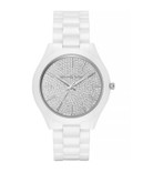Michael Kors Slim Runway Pavé Dial Bracelet Watch - WHITE