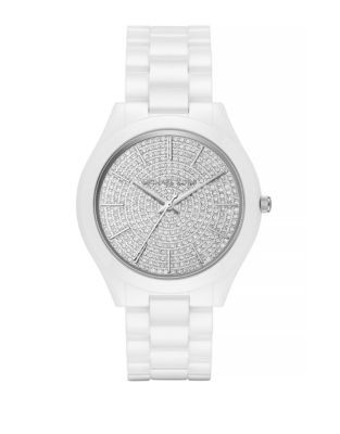 Michael Kors Slim Runway Pavé Dial Bracelet Watch - WHITE
