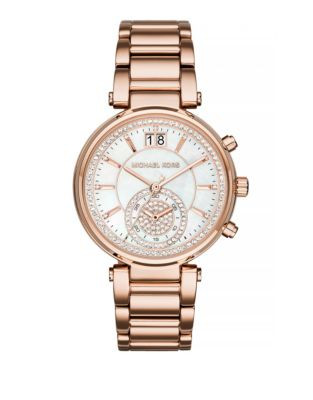 Michael Kors Sawyer Pave Crystal Stainless Steel Chronograph Watch - ROSE GOLD