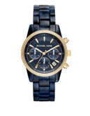Michael Kors Ritz Pave Tortoise Acetate Chronograph Watch - BLUE