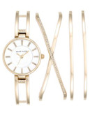 Anne Klein Goldtone Stainless Steel Pave Watch Set - GOLD