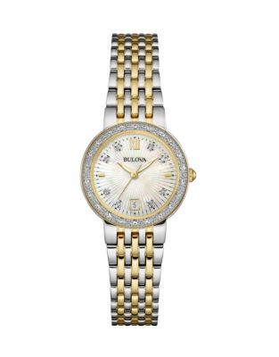 Bulova Analog Diamonds Collection Two-Tone Watch - WHITE