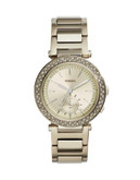 Fossil Urban Traveller Pave Stainless Steel Multifunction Watch - GOLD