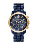 Michael Kors Audrina Tortoise Chronograph Watch - BLUE