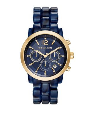Michael Kors Audrina Tortoise Chronograph Watch - BLUE