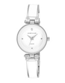 Anne Klein Silver Tone And White Semi-Bangle Diamond Watch AK-1775WTSV - WHITE