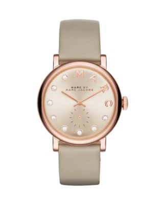 Marc By Marc Jacobs Baker Dexter Glitz Rose Goldtone Stainless Steel and Leather Strap Watch - GREY