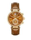 Michael Kors Sawyer Leather Strap Chronograph Watch - BROWN