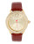 Betsey Johnson Gold Case Set in Crystal and Red Strap Watch - RED