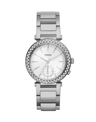 Fossil Womens Urban Traveler Stainless Steel Analog Watch - SILVER
