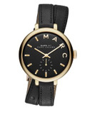 Marc By Marc Jacobs Sally Double Wrap Leather Watch - BLACK