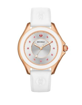 Michele Cape Topaz White Silicone Watch - WHITE