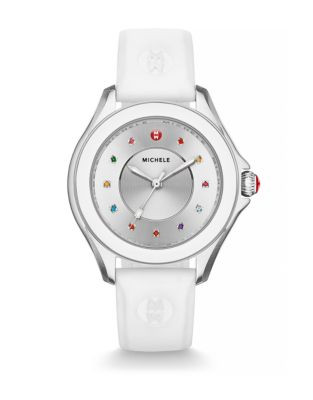 Michele Cape Multi-Topaz Silicone Watch - WHITE