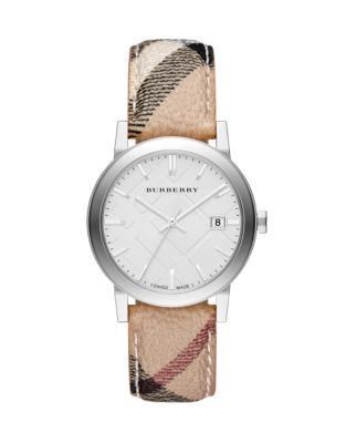 Burberry The City Analog Check Watch - SILVER