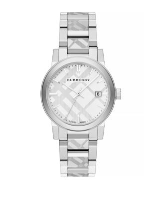 Burberry The City Silvertone Check Watch - SILVER