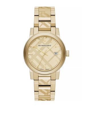 Burberry The City Goldtone Check Watch - GOLD