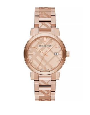 Burberry The City Rose Goldtone Check Watch - ROSEGOLD
