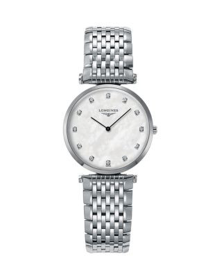 Longines Mother-of-Pearl Stainless Steel Diamond-Marker Analog Watch - SILVER