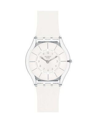 Swatch White Classiness Silicone Strap Watch - WHITE