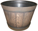 Resin Whiskey Barrel Planter,KY Walnut Colour, 15.5 Inch