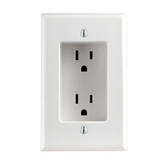 Duplex Single Gang Recessed Receptacle,White