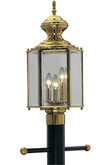 BrassGUARD Collection Polished Brass 3-light Post Lantern