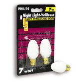 7 Watt Night Light White Candelabra (Small Base) Bulb 2 PK