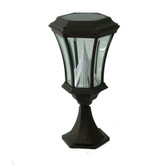 Victorian Black Post-Mount Solar Lamp with Bevelled Glass Sides