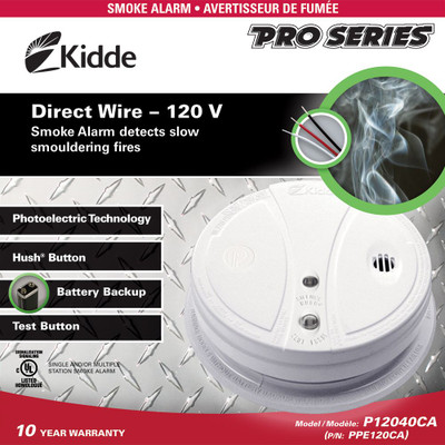 Hardwire Photoelectric Smoke Alarm with Battery Back-up