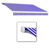 10 Feet VICTORIA  Motorozed Retractable Luxury Cassette Awning (8 Feet Projection) (Right Motor) - Bright Blue/White Stripe