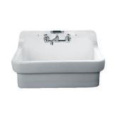 Country Vitreous China 30x22x23.87 2-Hole Single Bowl Kitchen Sink in White