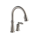 Victorian Single Handle Pull-Down Sprayer Kitchen Faucet in Stainless featuring MagnaTite Docking