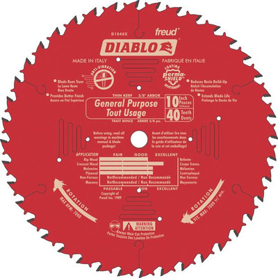 FREUD 10 In. Diablo General Purpose Blade - 40 Teeth