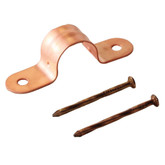 1/2 Tube Clamps,  Copper Plated Steel, 10 Clamps & 20 Nails Per Bag