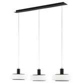 Modica Black and Chrome Hanging Light with Opal Glass