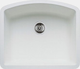 Silgranit Natural Granite, Single Bowl Undermount Sink, White