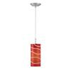 1 Light Ceiling Lamp Steel Finish Red Glass Shade