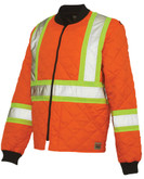 Quilted Safety Jacket With Stripes Fluorescent Orange Large