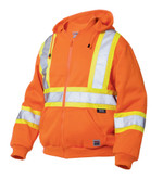 Hi-Vis Zip Front Hoodie With Safety Stripes Fluorescent Orange Large