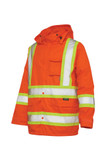 Hi-Vis Rain Jacket With Safety Stripes Fluorescent Orange Medium