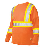 Long Sleeve Hi-Vis T-Shirt With Armband Stripes Fluorescent Orange X Large