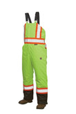 Hi-Vis Lined Bib Overall With Safety Stripes Yellow/Green 2X Large