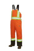 Hi-Vis Lined Bib Overall With Safety Stripes Fluorescent Orange Medium