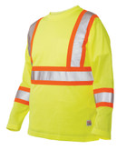 Long Sleeve Hi-Vis T-Shirt With Armband Stripes Yellow/Green Small