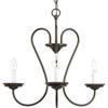 Heart Collection Antique Bronze 3-light Chandelier