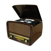 Signature Retro Hi-Fi Stereo System with Record Player, CD, MP3, AM/FM, Vinyl-to-MP3