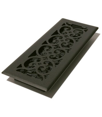 4 Inch x 12 inch Black Victorian Floor Register