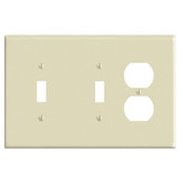 3-Gang Midway Nylon Combination Wallplate for 2 Toggle Switches & 1 Duplex Receptacle, in Ivory